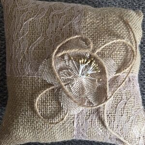 Rustic Burlap and Lace Ring Bearer Pillow